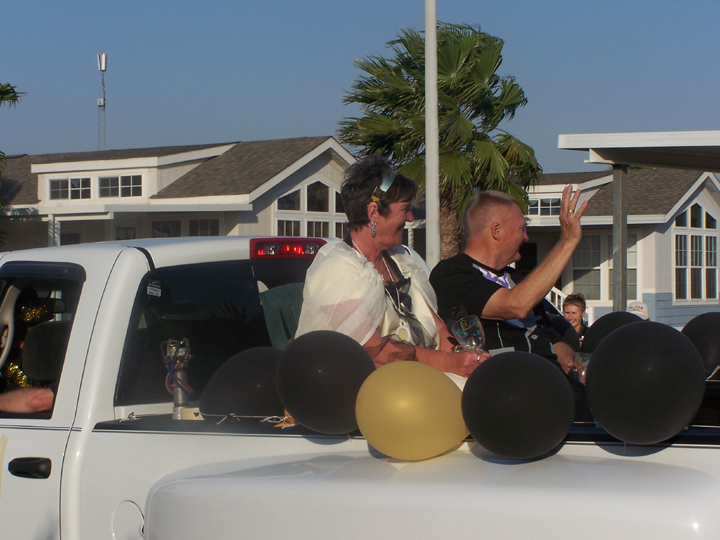 The wedding parade around the park